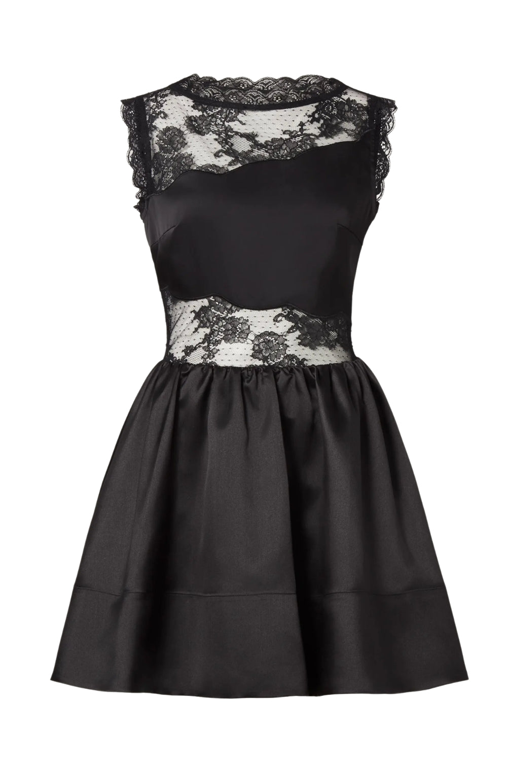 Rosy Lace Trimmed Cut Out Mini Dress Black
