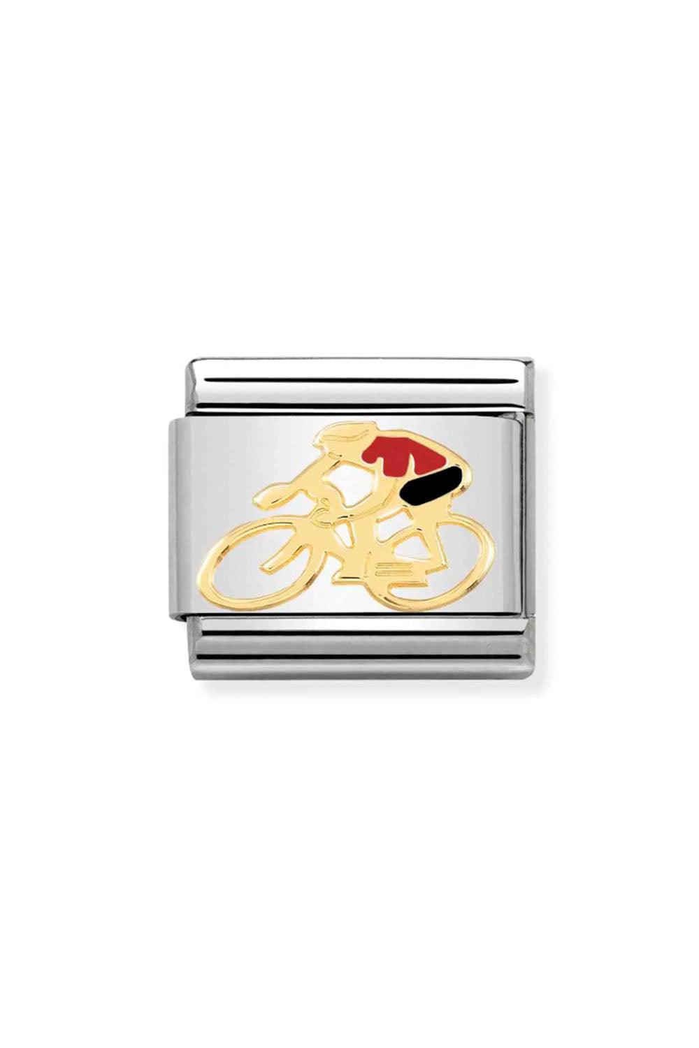 SPORTS 18k Gold & enamel Cyclist red