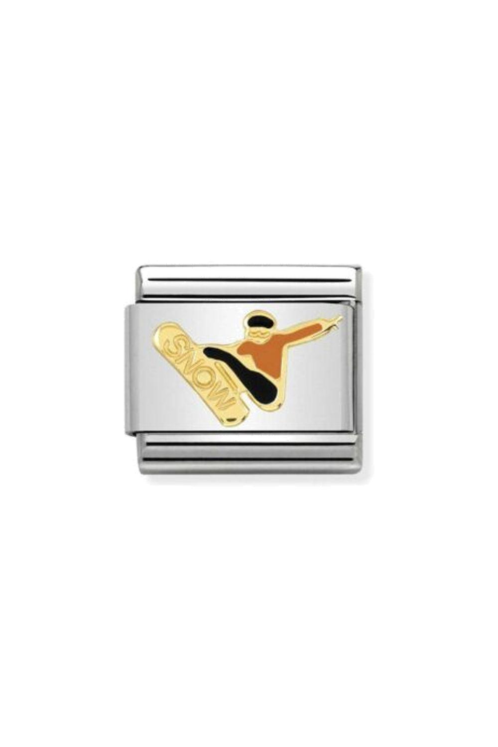 SPORTS 18k Gold & enamel Snowboarder