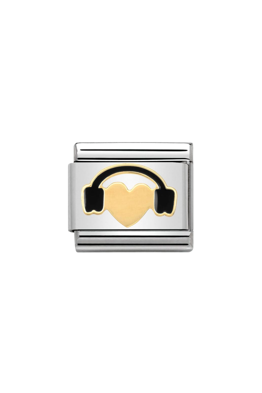 SYMBOLS 18k Gold & Enamel, Heart with Black Headphones