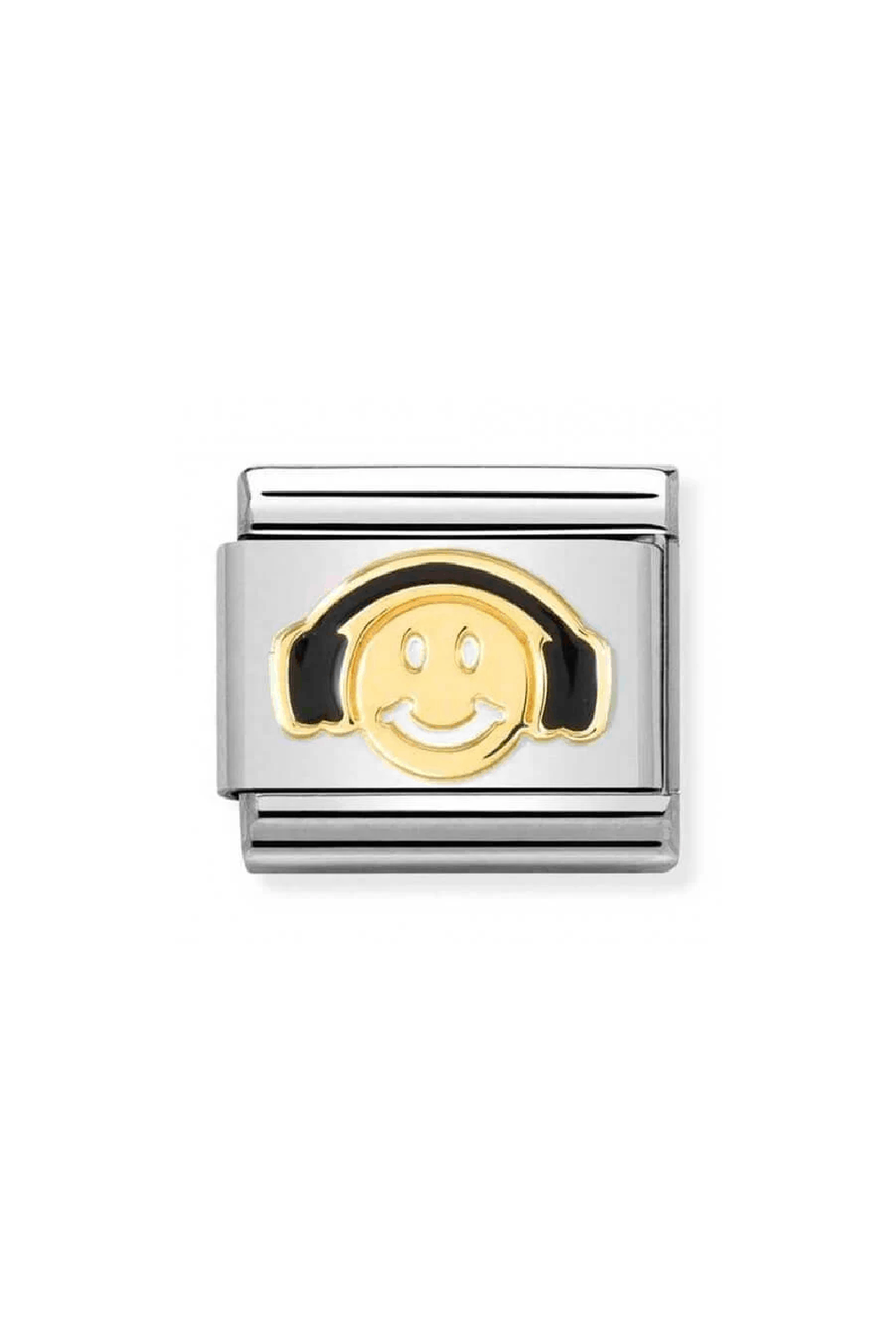 SYMBOLS 18k Gold & Enamel, Smile with Black Headphones