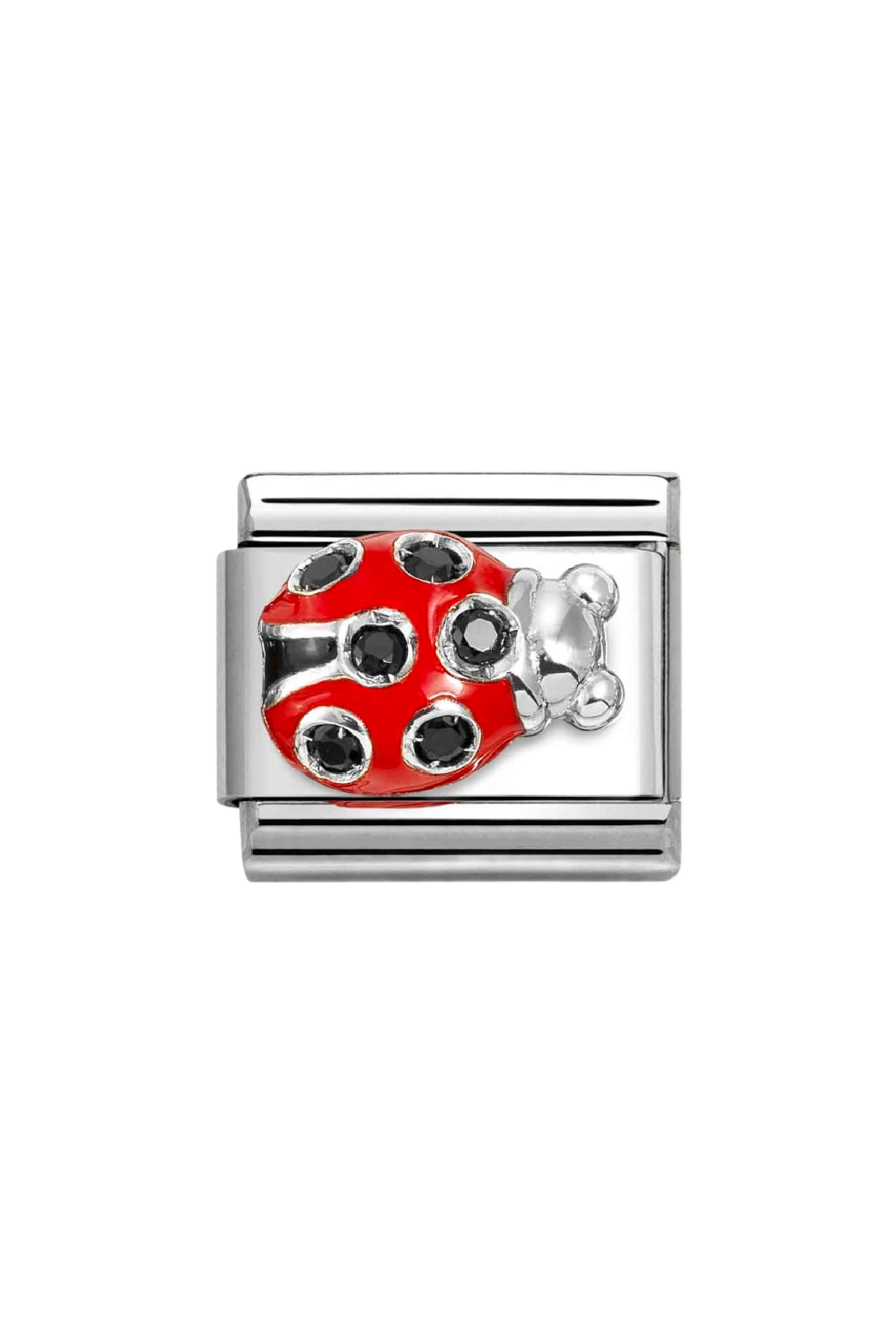 SYMBOLS 925 Sterling Silver & Enamel with CZ, Ladybug Red & Black