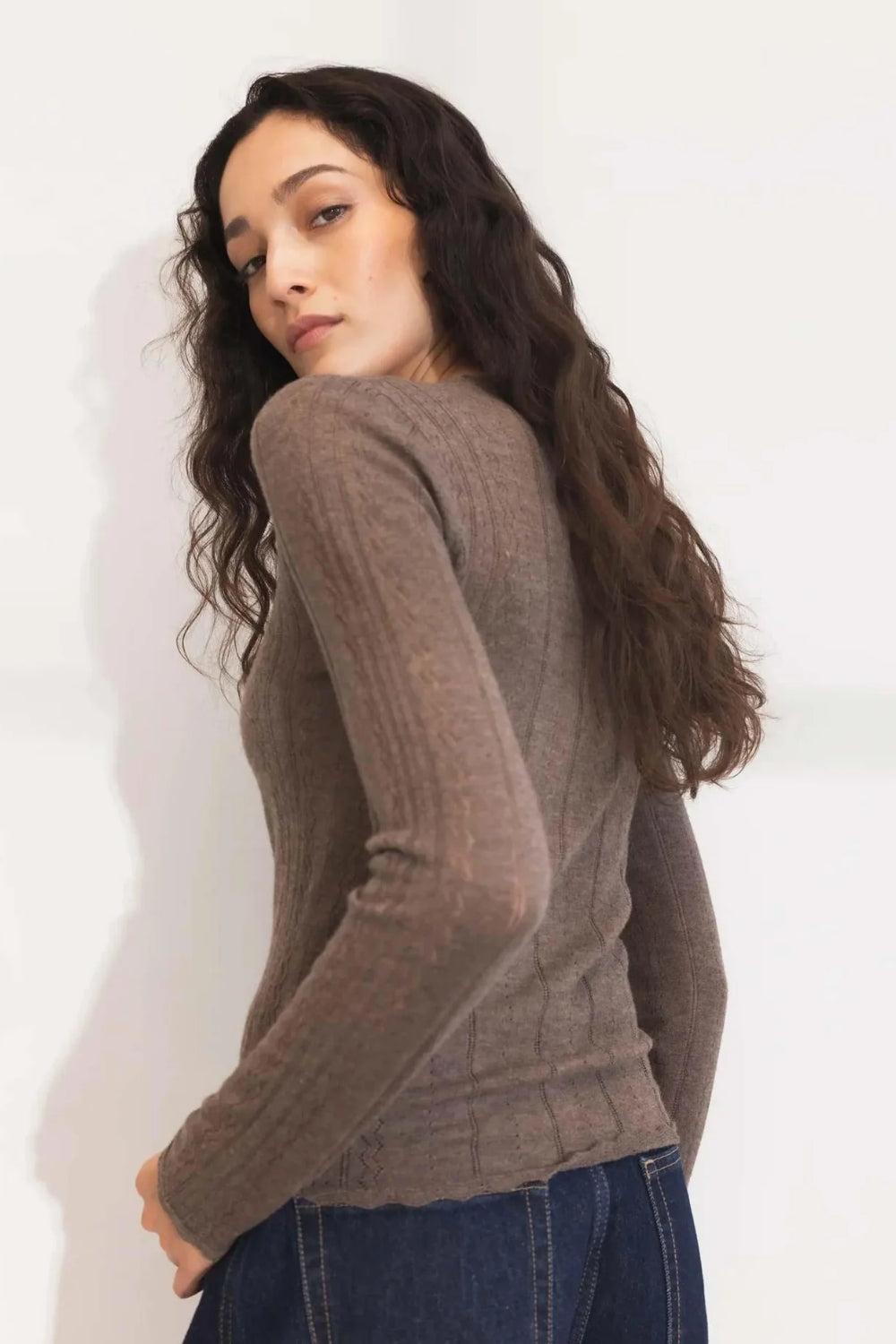 Safir knit top Dark taupe