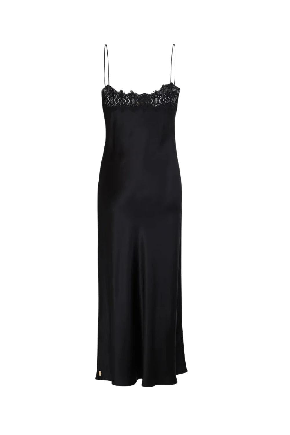 Satin Slip Dress Black