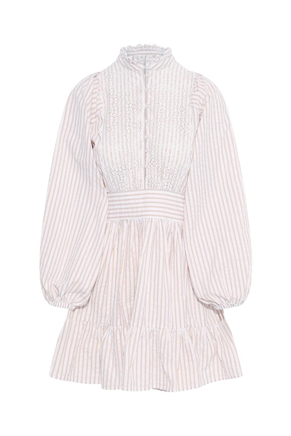 Seersucker Mini Dress Khaki Stripe
