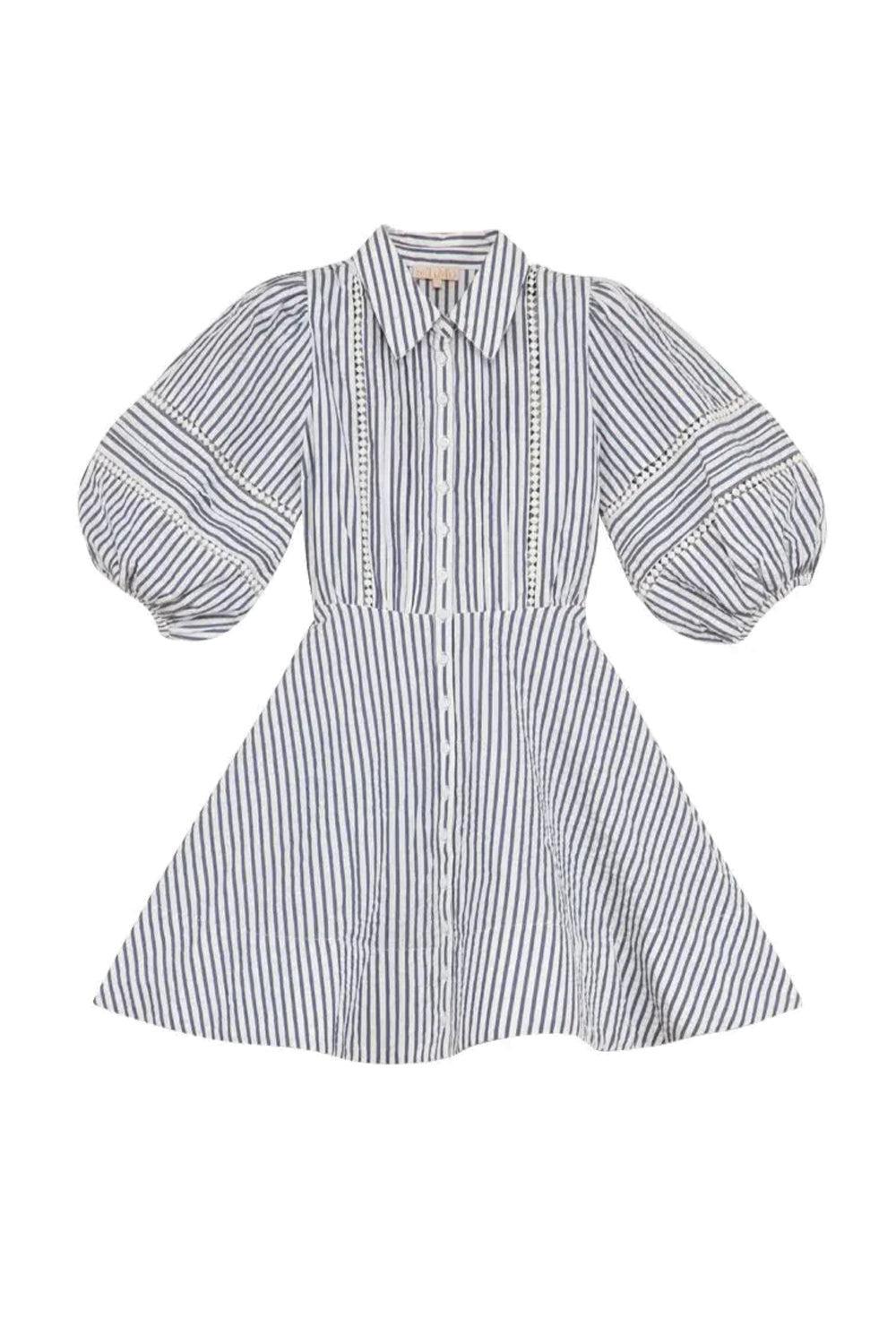 Seersucker mini dress blue stripe