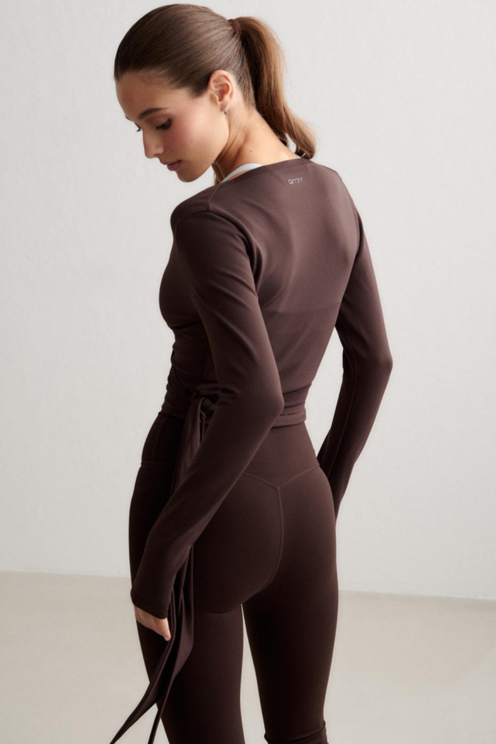 Shape Seamless Wrap Long Sleeve Chocolate
