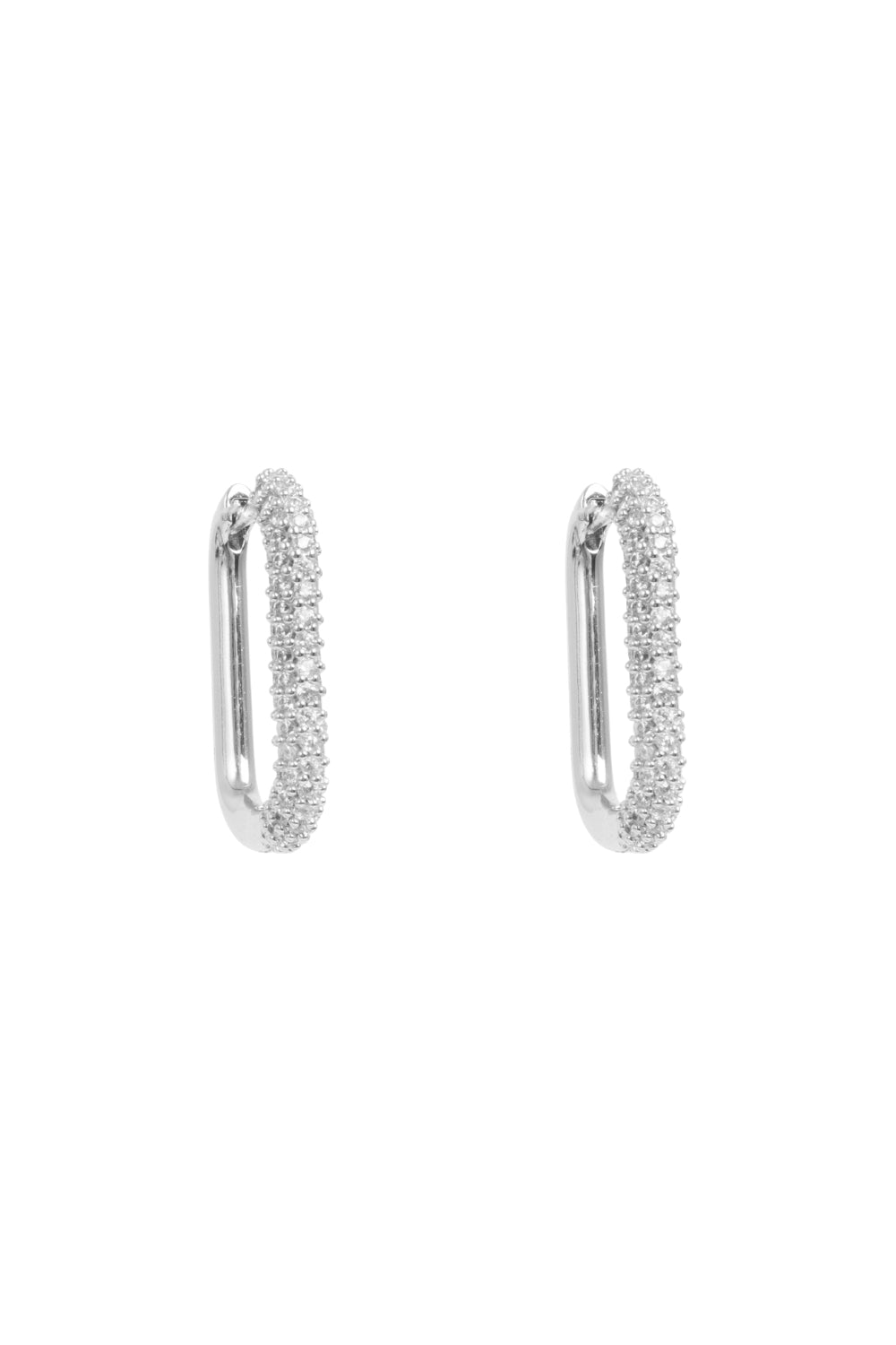Silver Oval Hoop Brass w/crystal