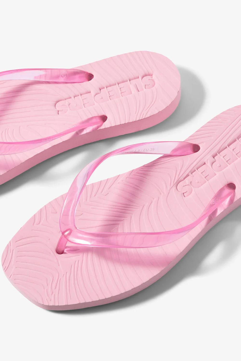 Sleepers Tapered Platform Transparent Pink flip flop