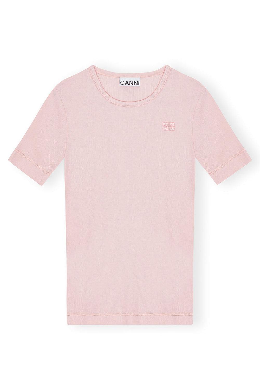 Soft Cotton Rib Short Sleeve T-Shirt Pink