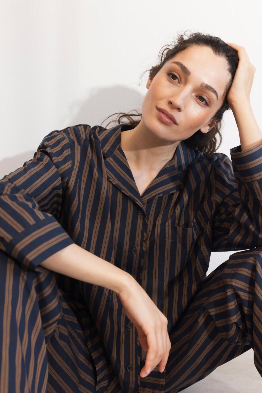 Soire Pyjamas Set Navy Spripe