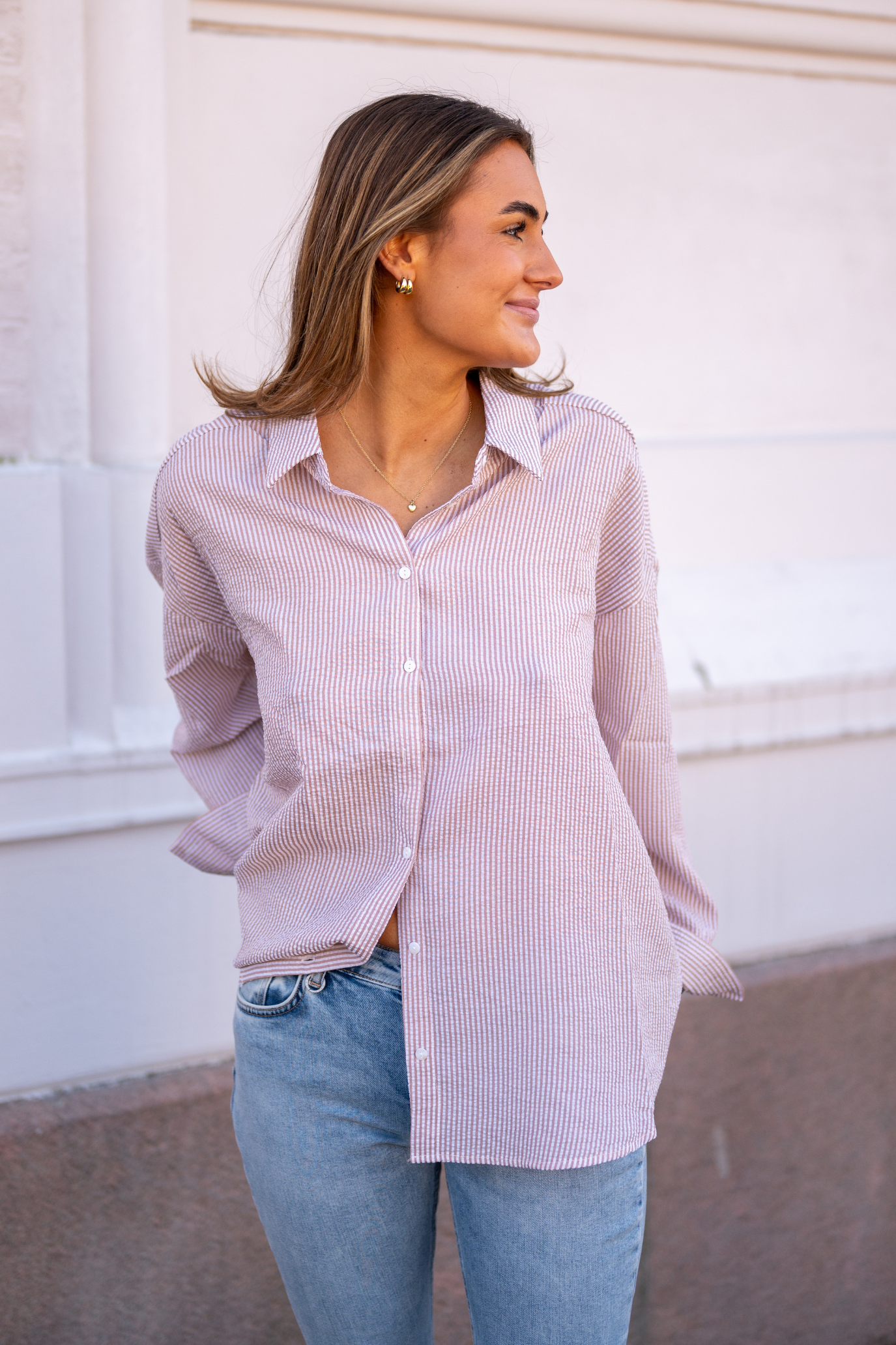 Sonja Shirt Sand/White