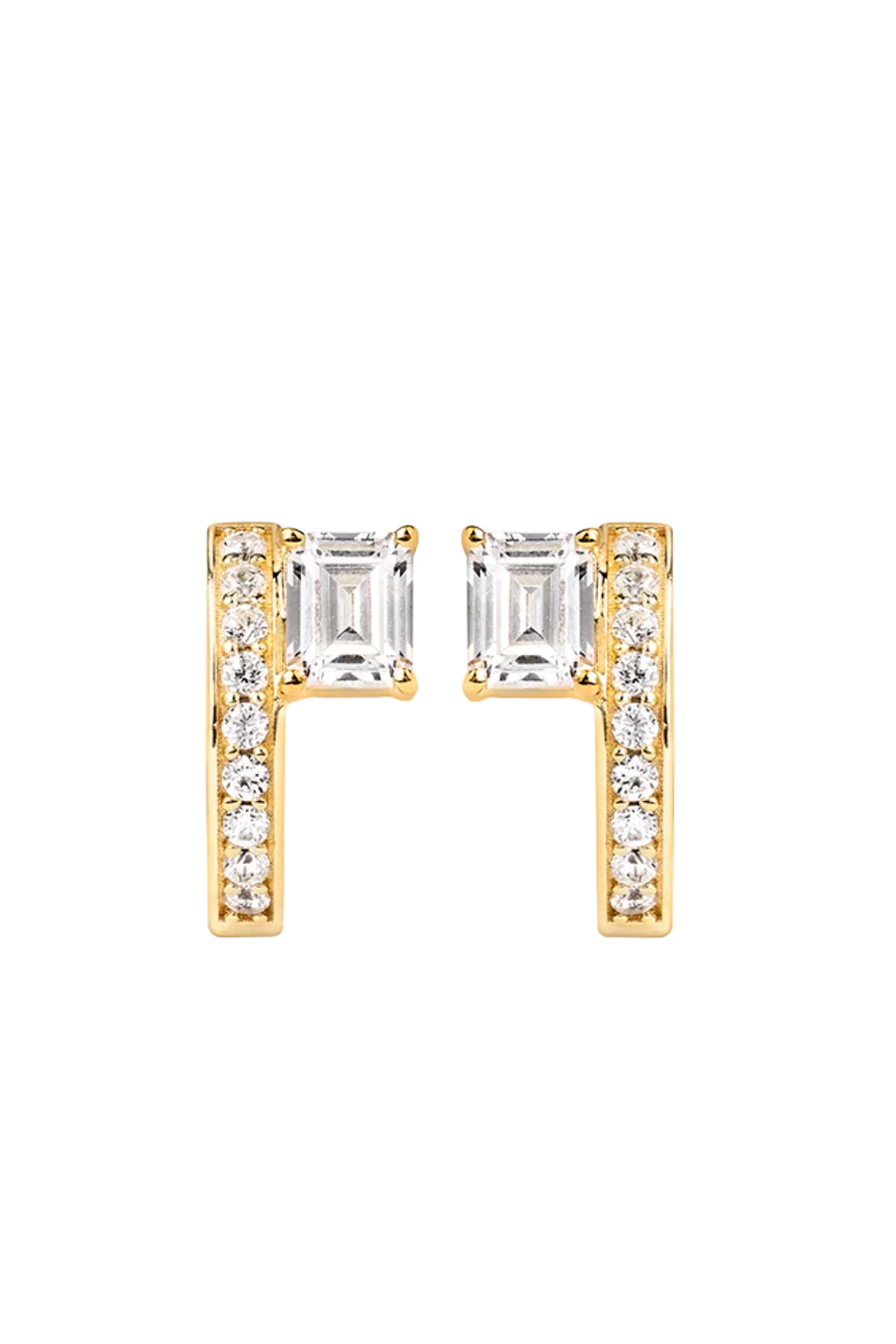 Sopra Pavé Emerald Huggies Gold