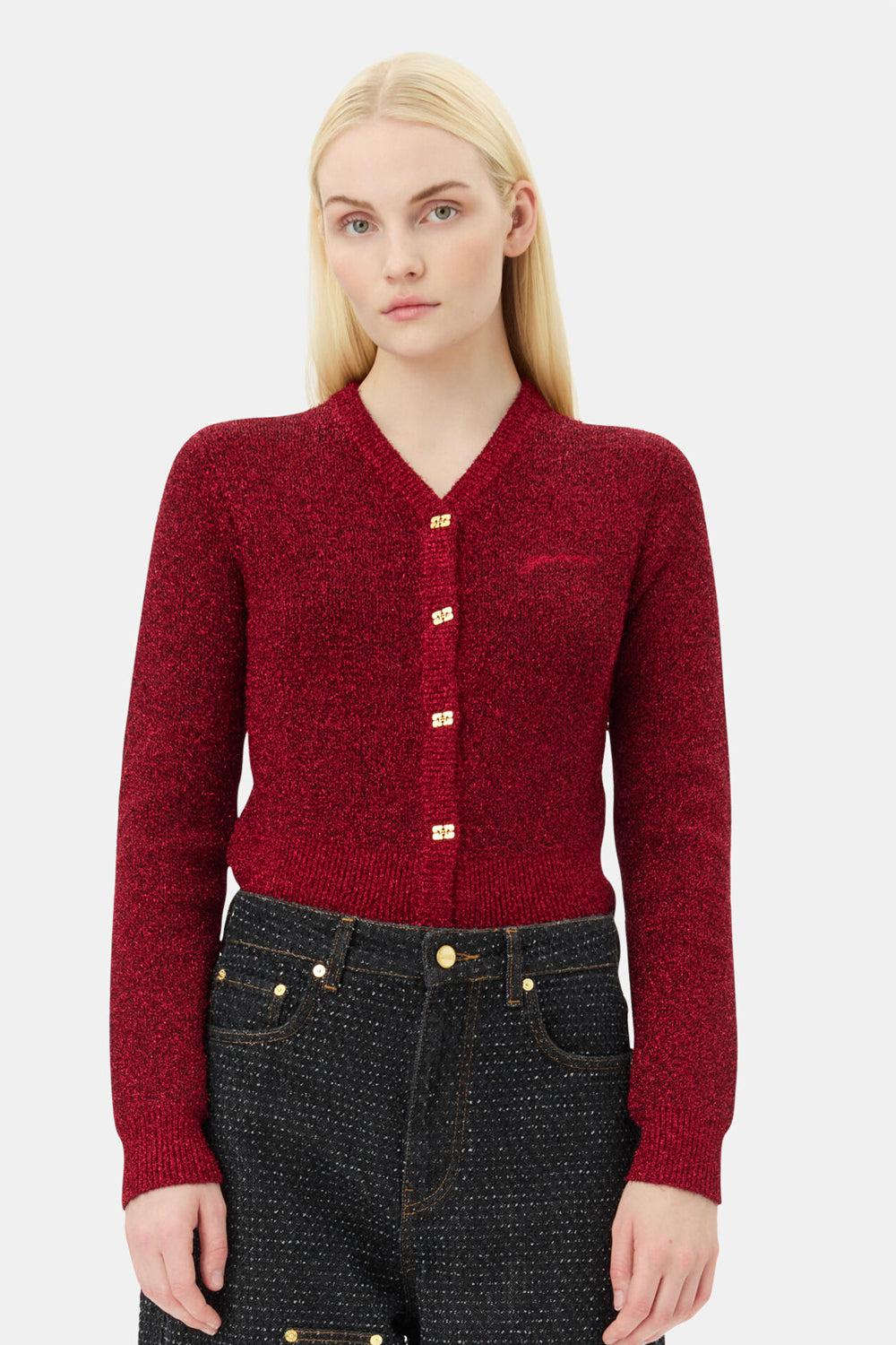 Sparkle Short Cardigan Racing Red