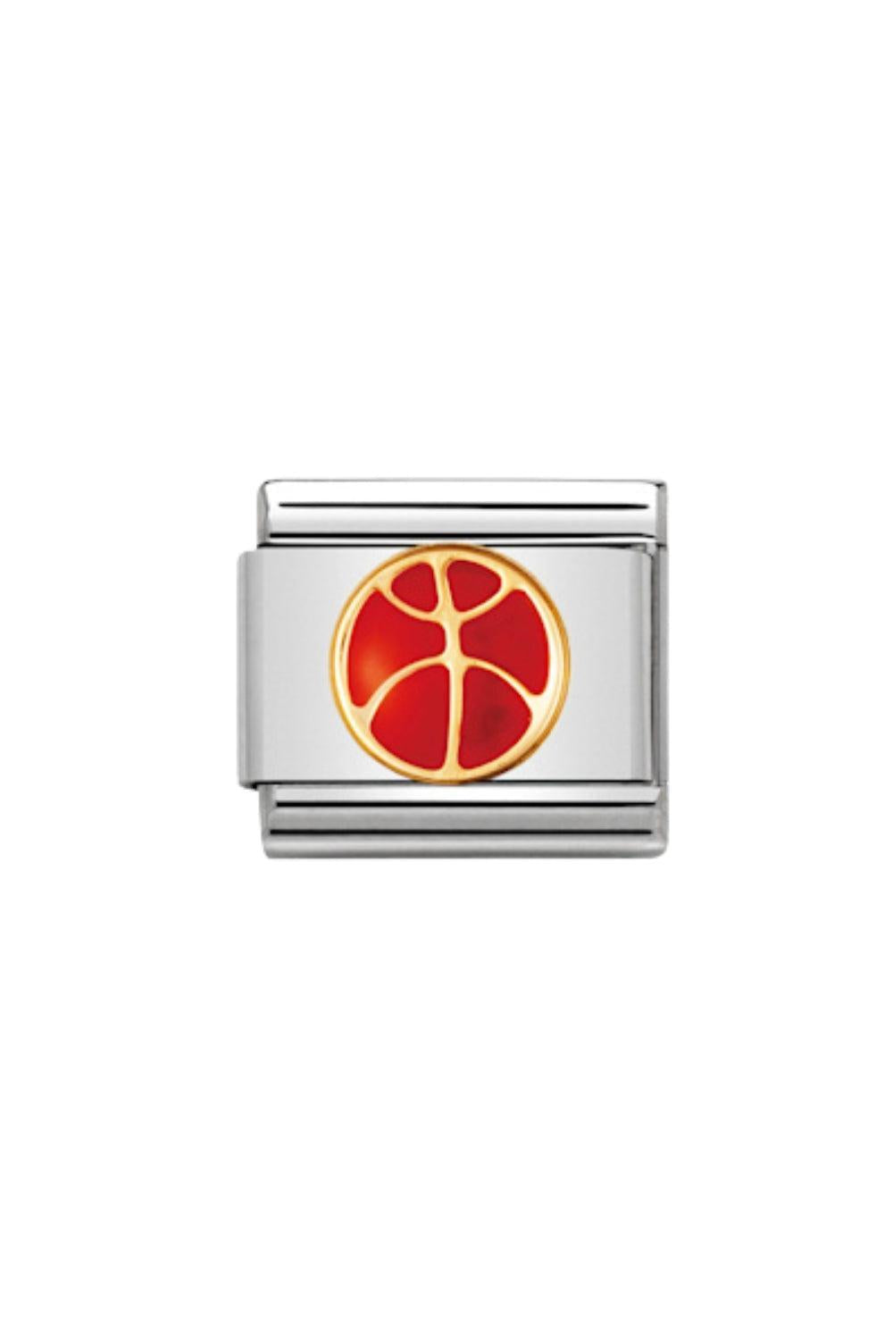 Sports In Stainless Steel With Enamel And 18K Gold Basket Ball