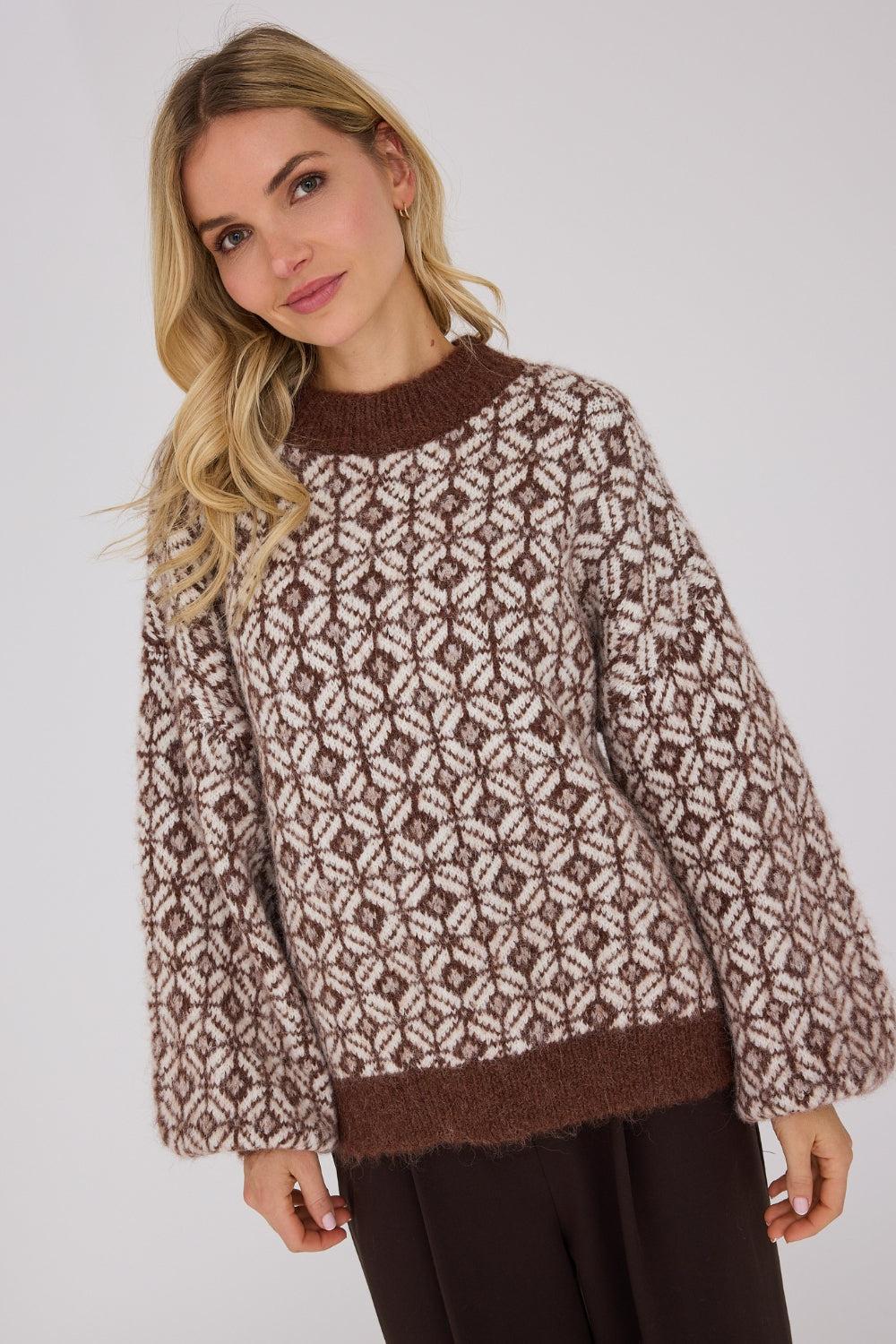 Stavanger Knit Pullover Cream/Brown