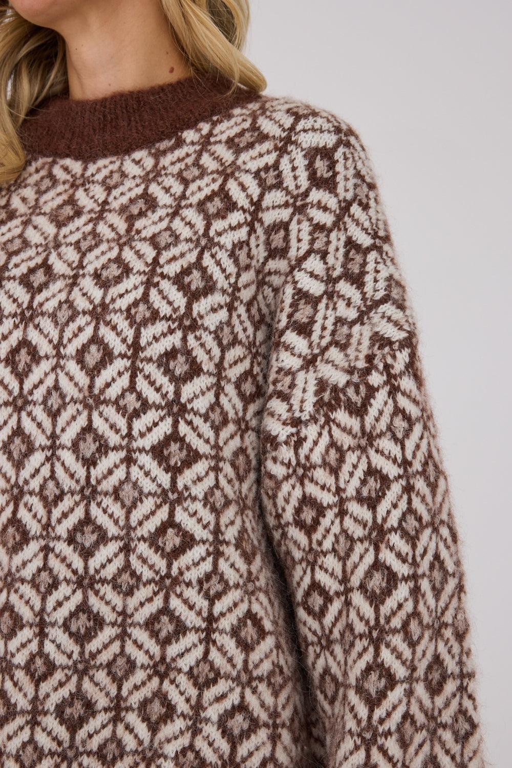 Stavanger Knit Pullover Cream/Brown