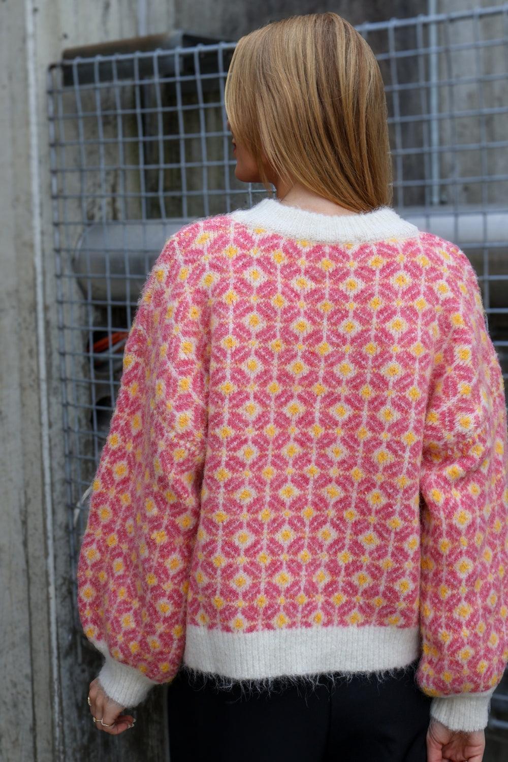 Stavanger Knit Pullover Off-White/Pink