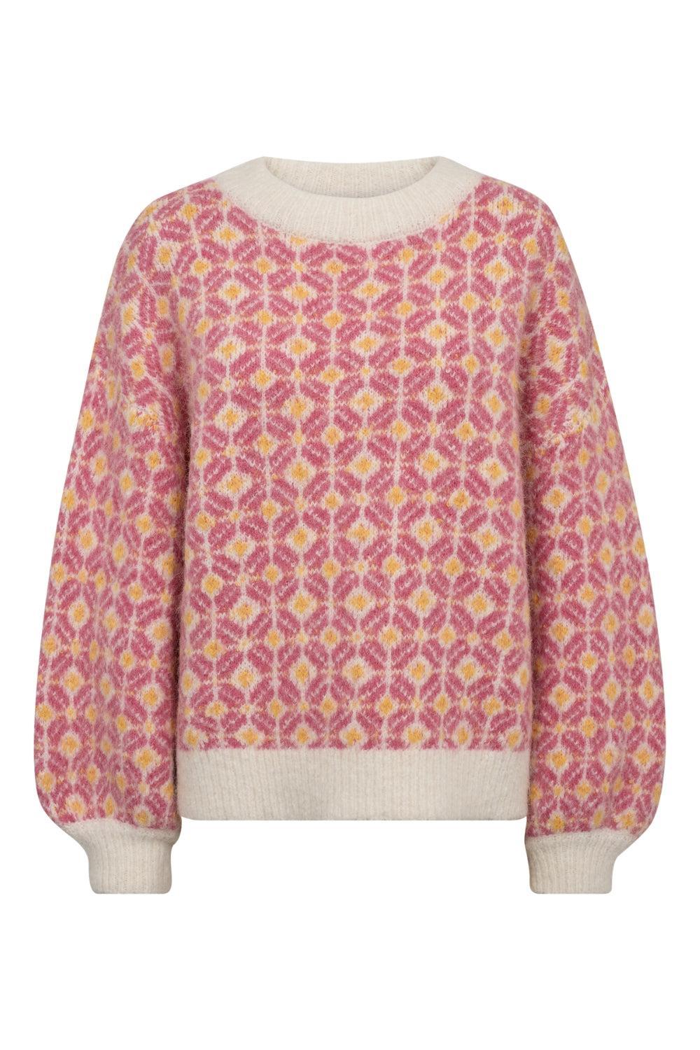 Stavanger Knit Pullover Off-White/Pink