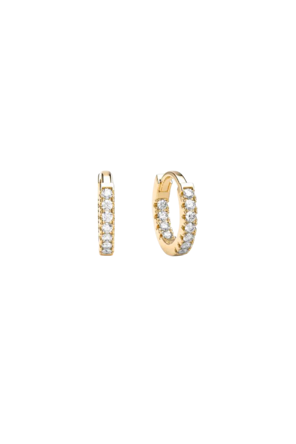 Stone Huggie Hoops Gold 6mm