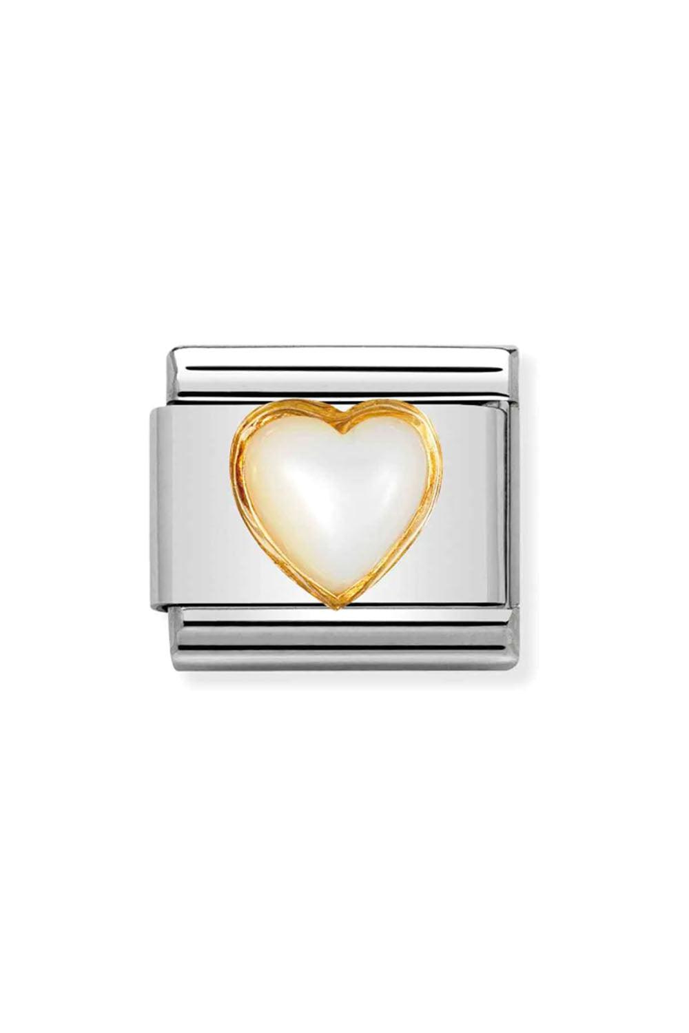 Stones Heart 18k Gold & White Mother of pearl