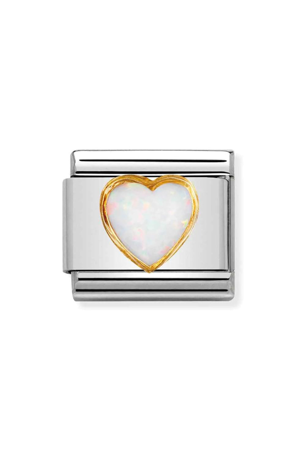 Stones Heart 18k Gold & white Opal