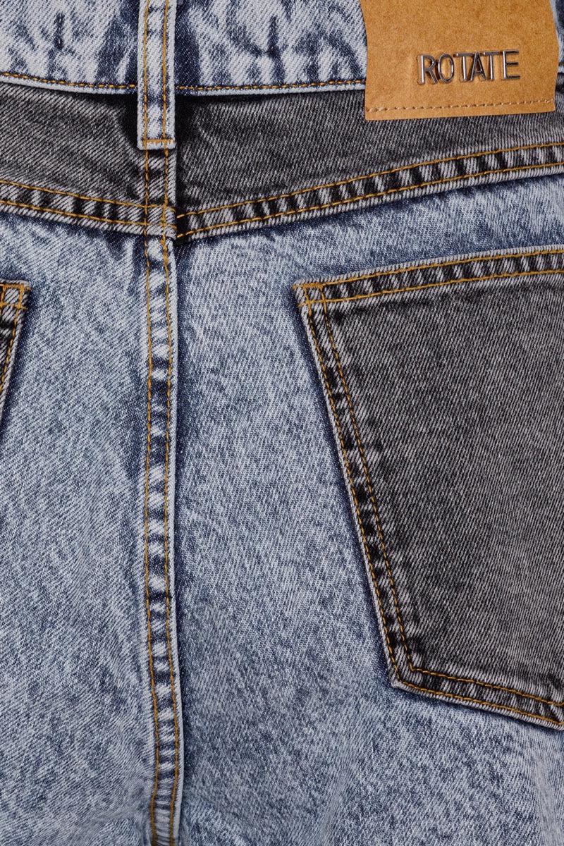 Straight Patchwork Jeans Medium Blue Denim