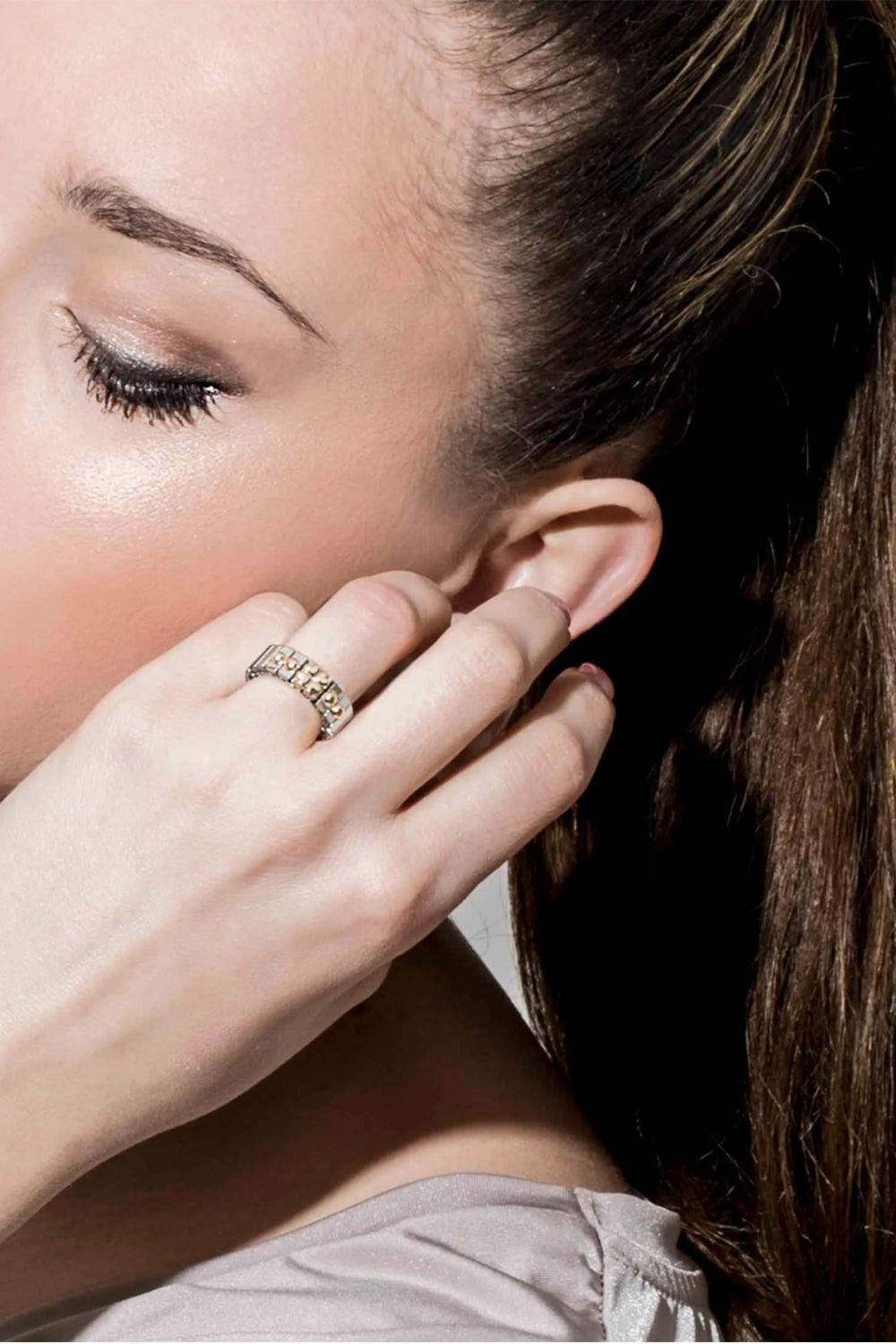 Stretch Ring with Gold Heart