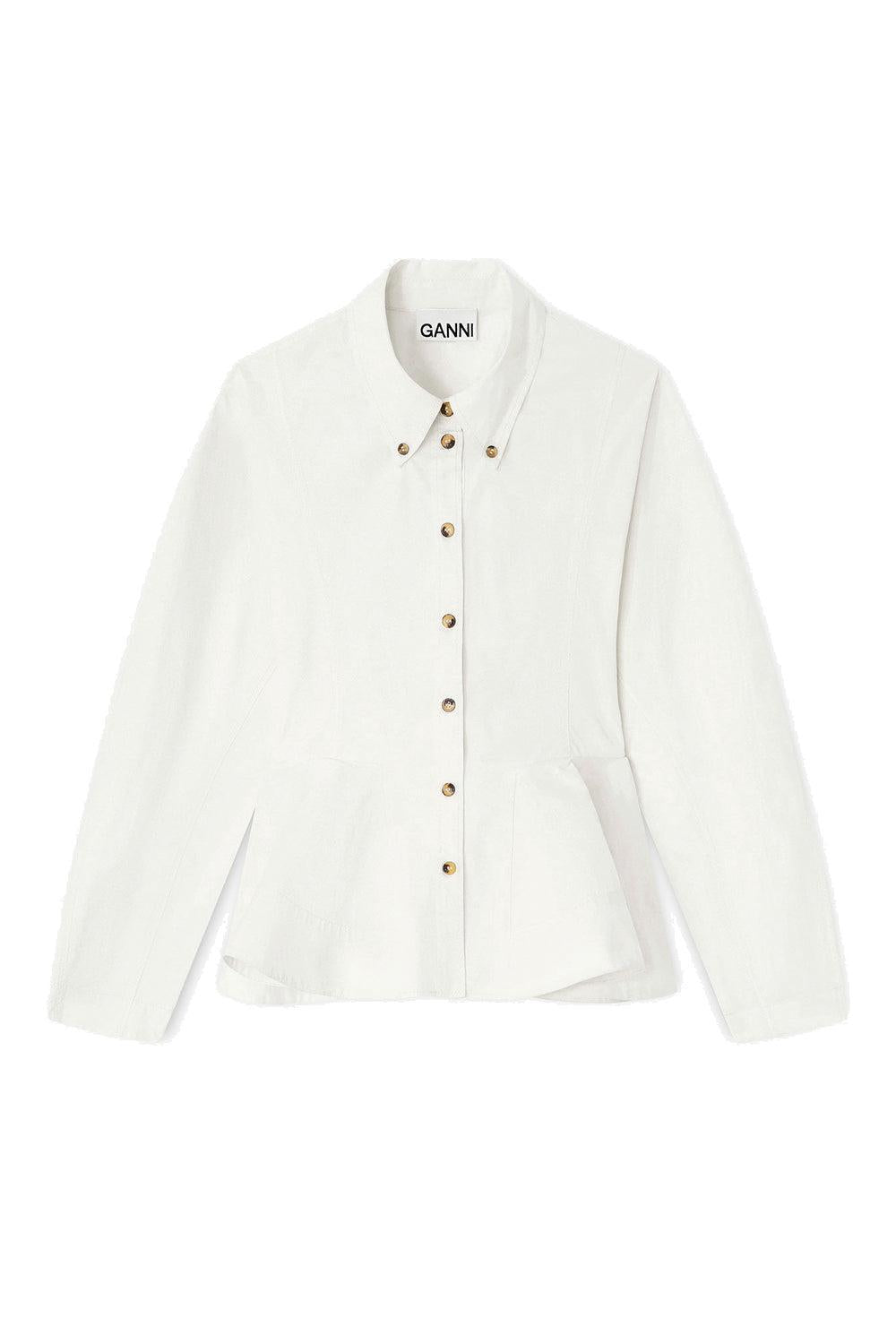 Stretch cotton peplum shirt egret