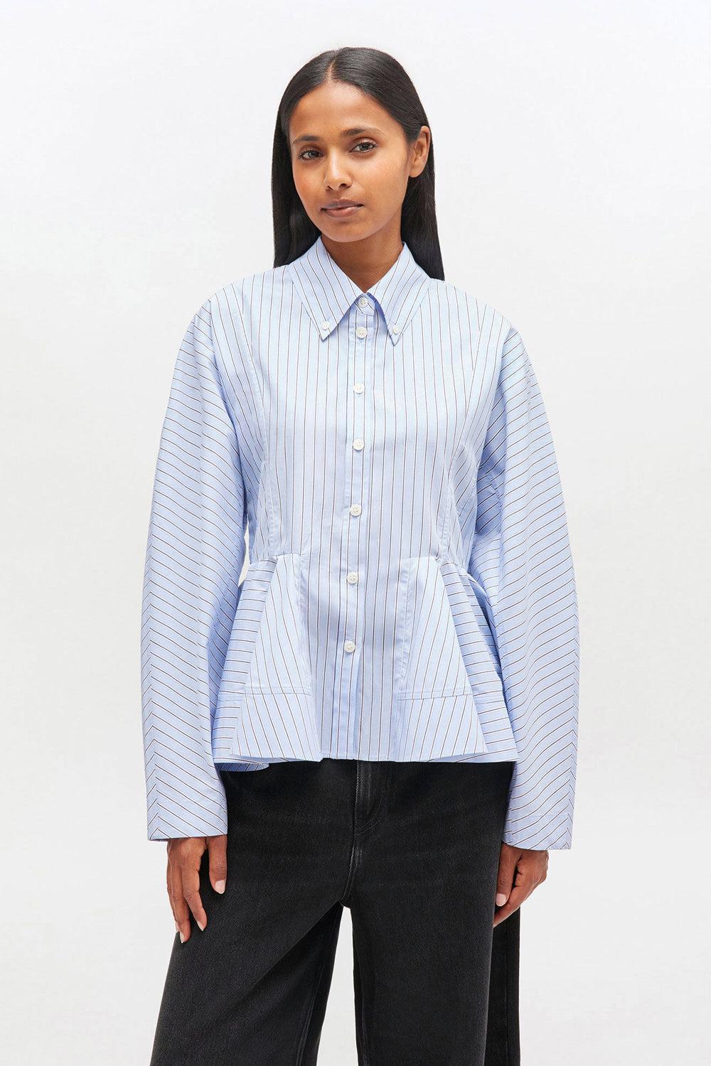 Stretch cotton peplum shirt lavender lustre