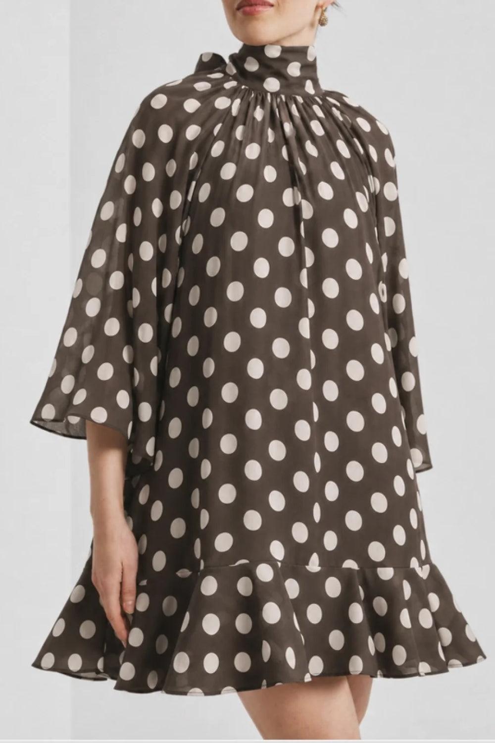 Striped Organza Shift Dress Dots