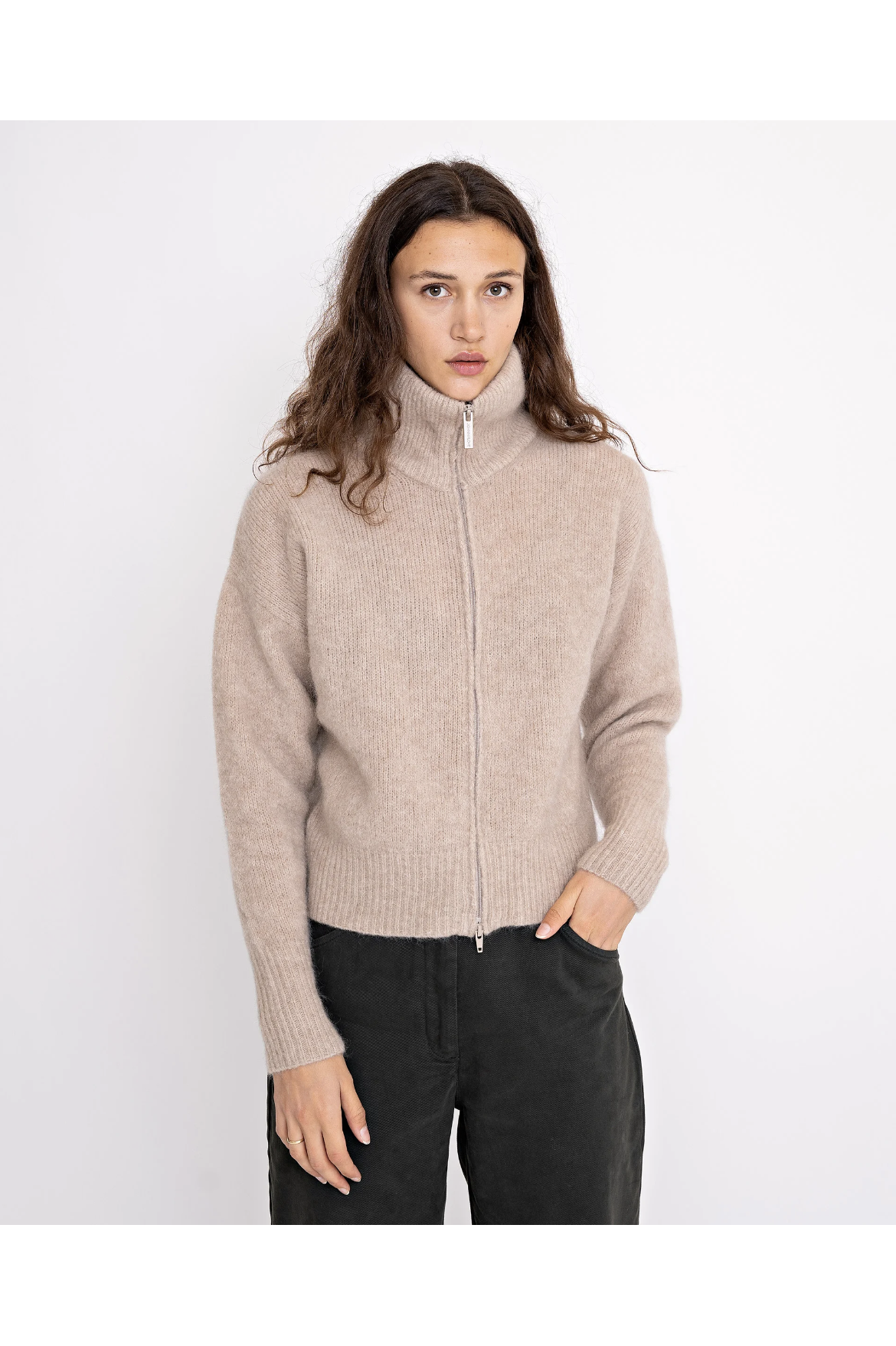 Susy Zip Cardigan Sand