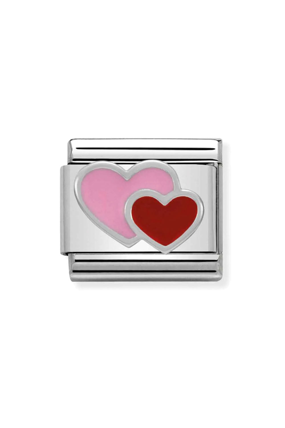 Symbol 925 sterling Silver and Enamel Red double heart