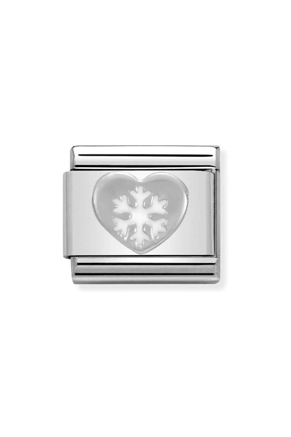 Symbol 925 sterling Silver and Enamel heart with snowflake