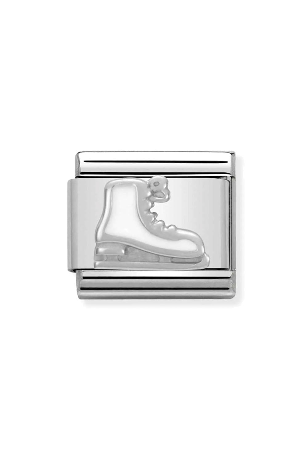 Symbol 925 sterling Silver and Enamel white Iceskate