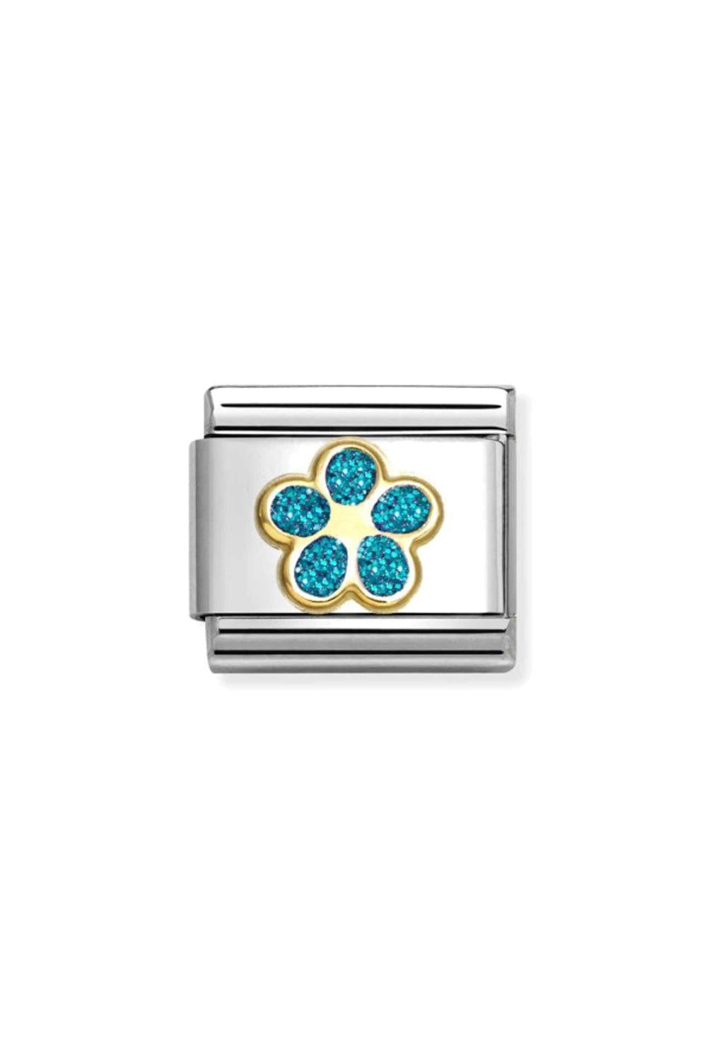 Symbols 18k Gold & Enamel Glitter Light Blue Flower