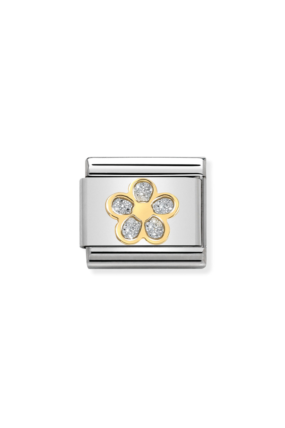 Symbols 18k Gold & Enamel Glitter, Silver Flower