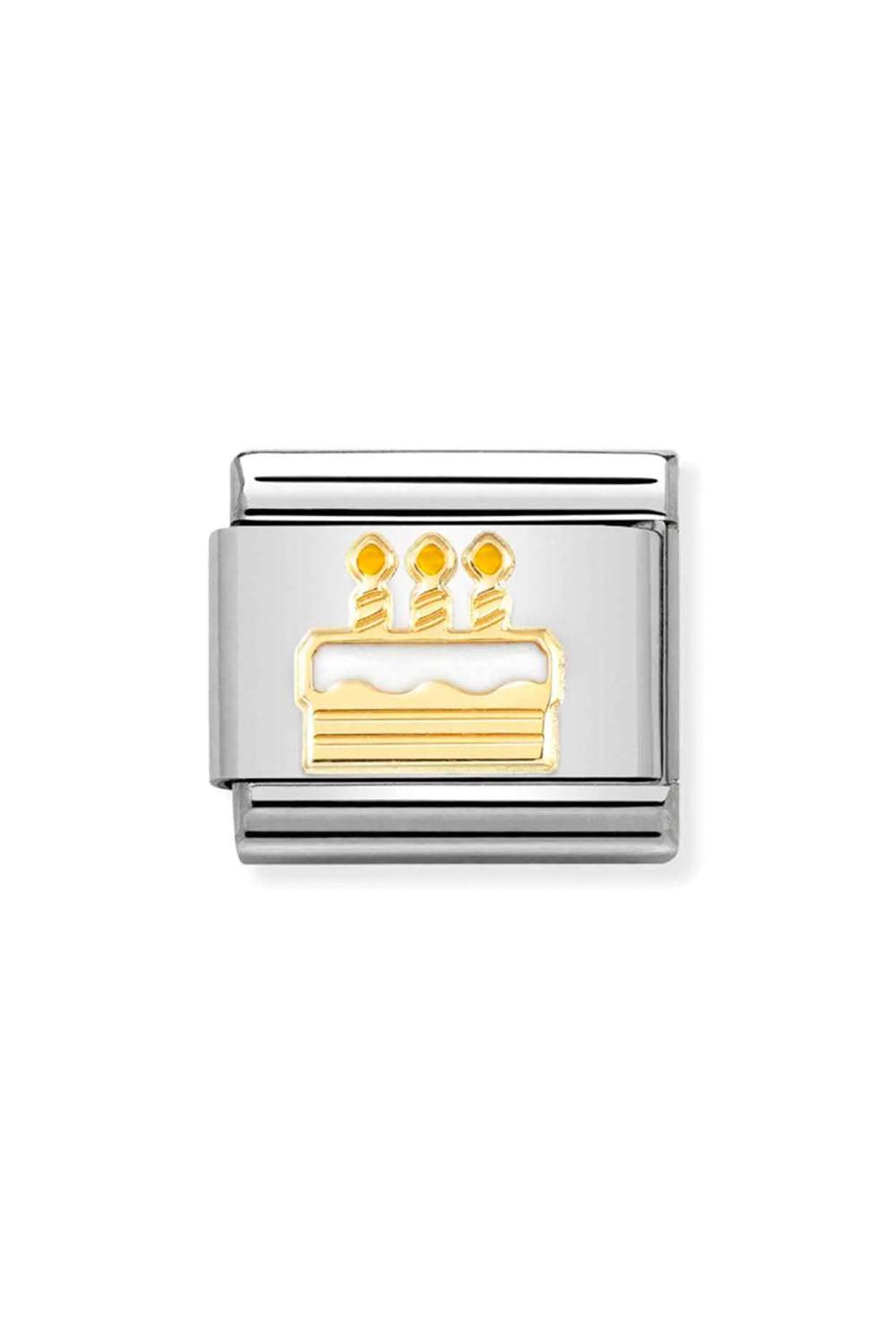 Symbols 18k Gold & enamel white birthday cake