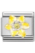 Symbols 925 Sterling Silver with Enamel and CZ Daffodil with yellow CZ