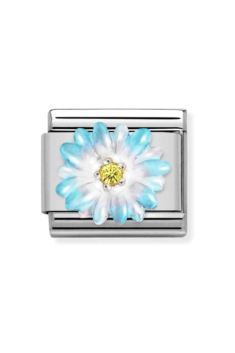 Symbols 925 Sterling Silver with Enamel and CZ blue flower