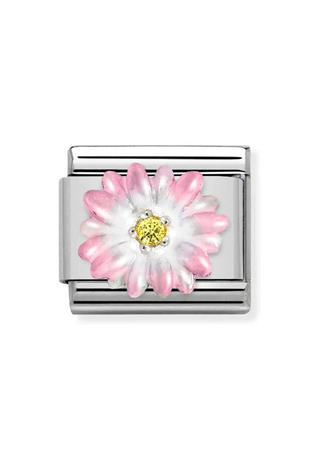 Symbols 925 Sterling Silver with Enamel and CZ pink flower