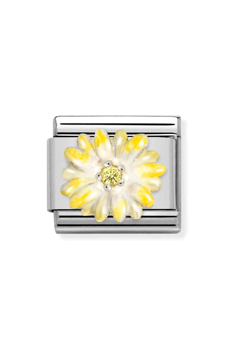 Symbols 925 Sterling Silver with Enamel and CZ yellow flower