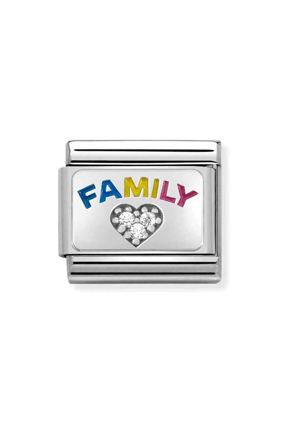 Symbols 925 Sterling Silver with enamel and CZ Family with heart