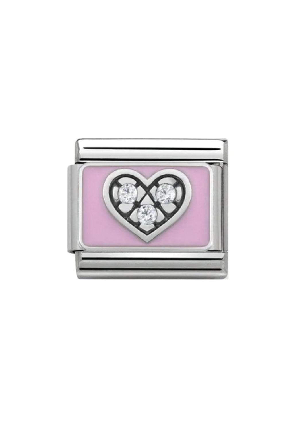 Symbols 925 Sterling Silver with enamel and CZ Heart pink