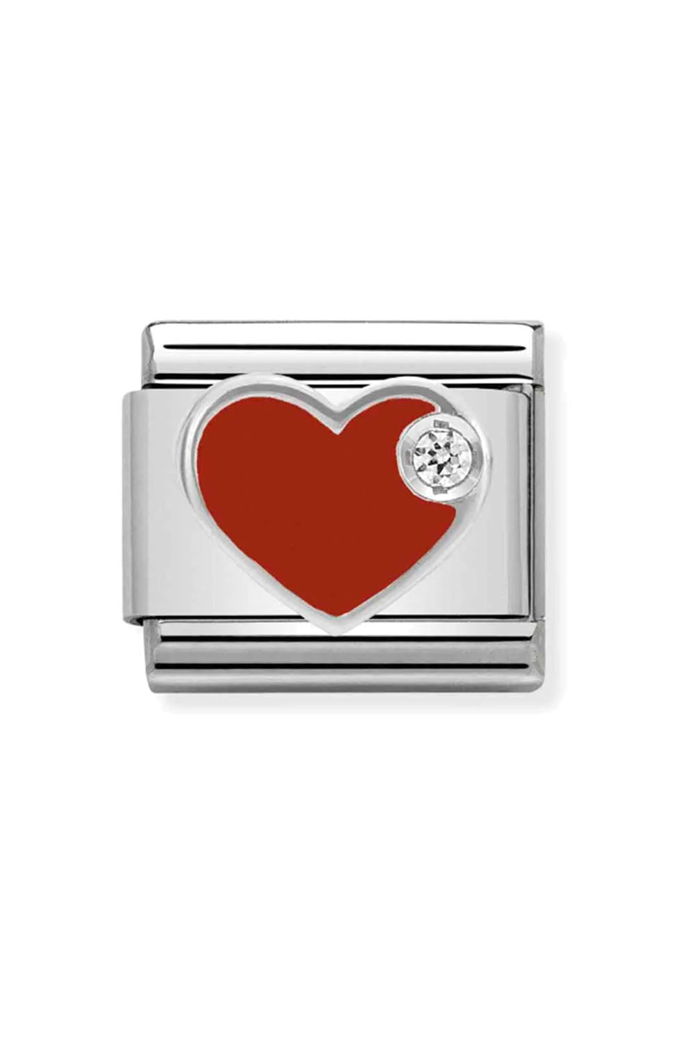 Symbols 925 Sterling Silver with enamel and CZ Red heart