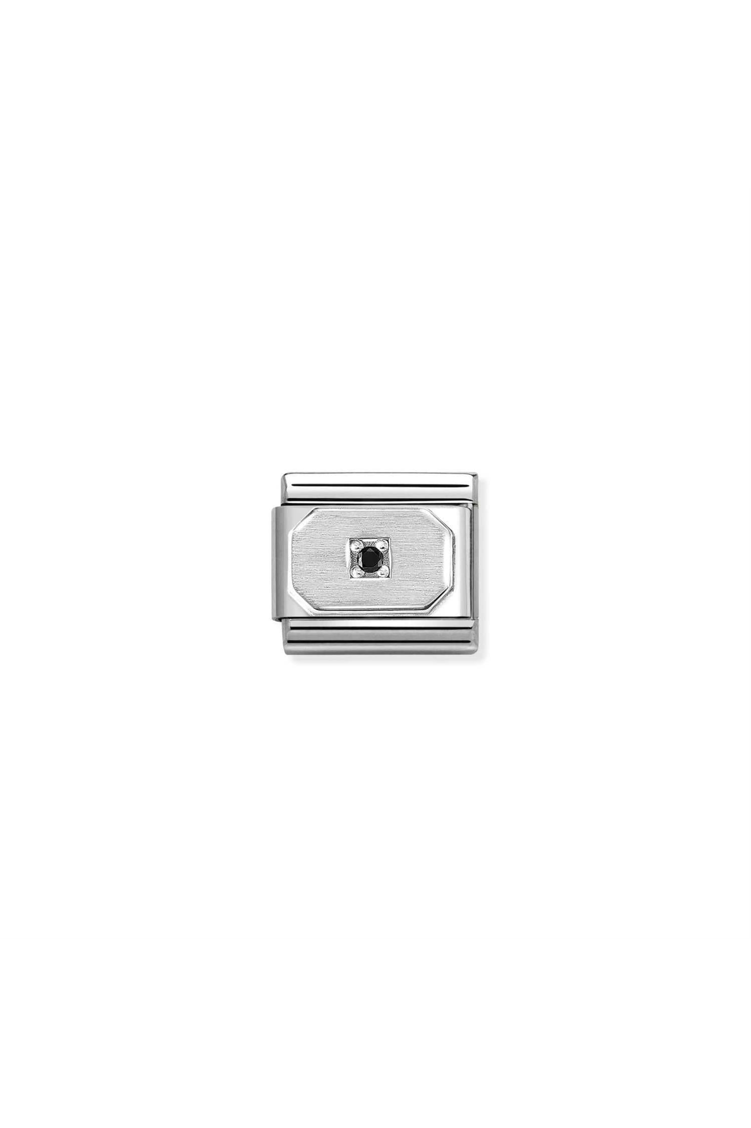 Symbols 925 sterling silver and CZ Blunted Rectangle Black