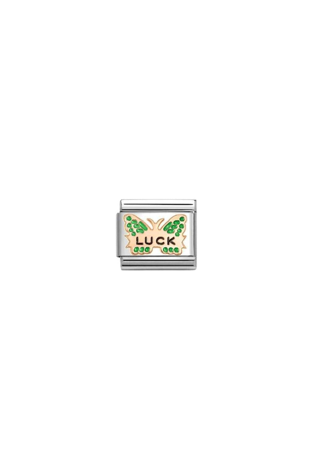 Symbols 9k Rose Gold Green Butterfly Luck