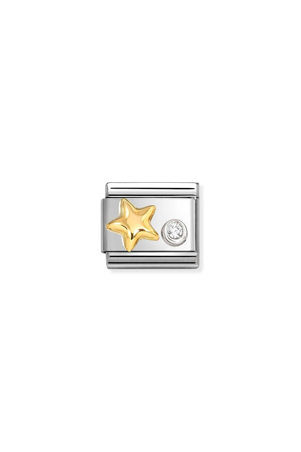 Symbols Gold and 925 Sterling Silver Raised Star CZ White