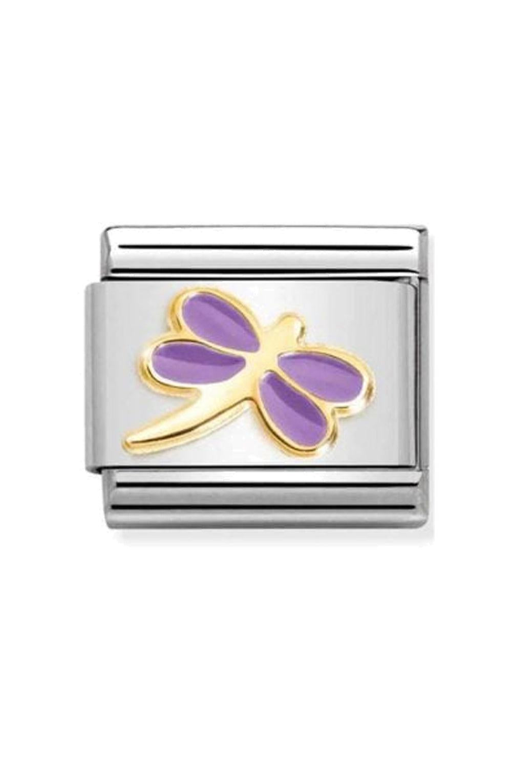 Symbols Steel, Enamel & 18k Gold Lilac Dragonfly