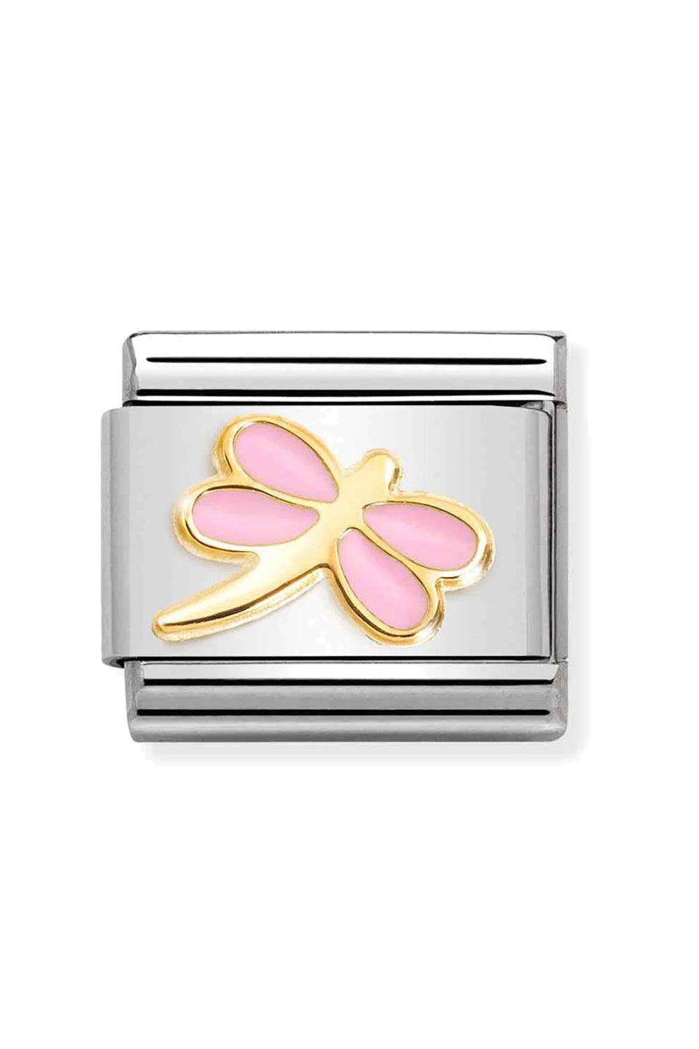 Symbols Steel, Enamel & 18k Gold Pink Dragonfly